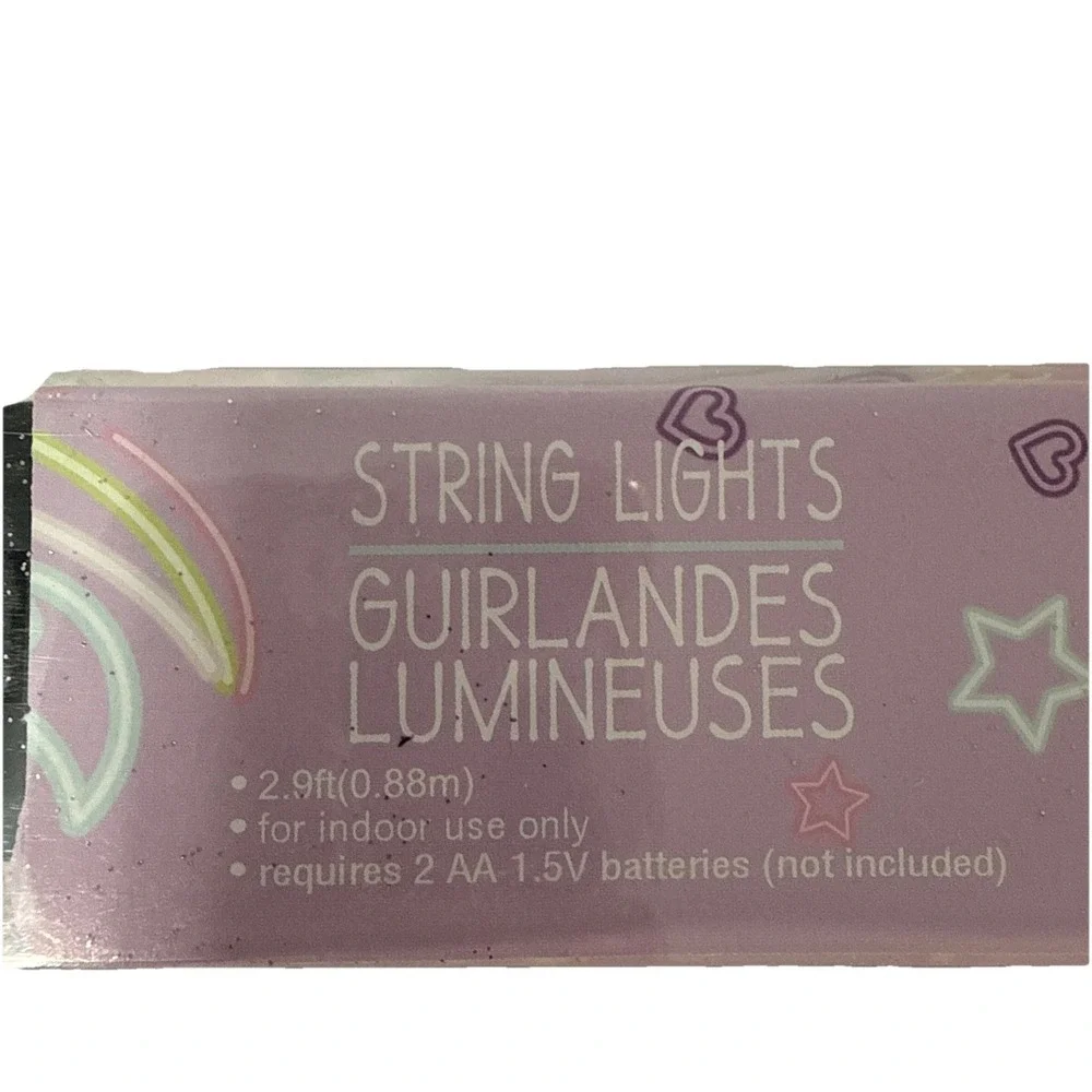 Pink Glitter Round LED‎ String Lights 6ct. Battery Operated New Set 2